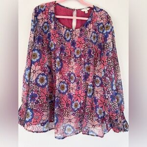 Floral Print Blouse Size 2X Feminine Romantic Cottagecore